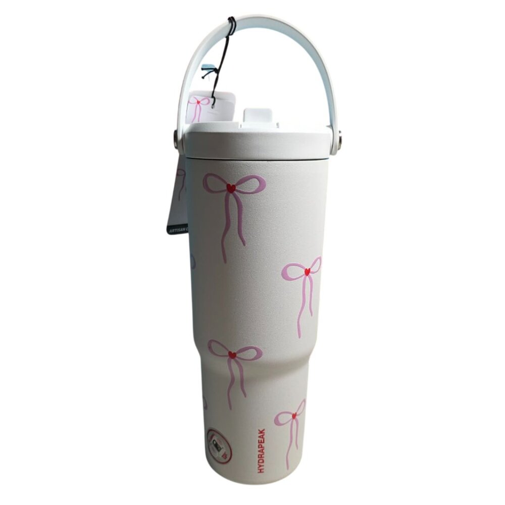 NWT Hydrapeak Pink Bow Ribbon Tumbler Artisana Collection - Picture 1 of 6